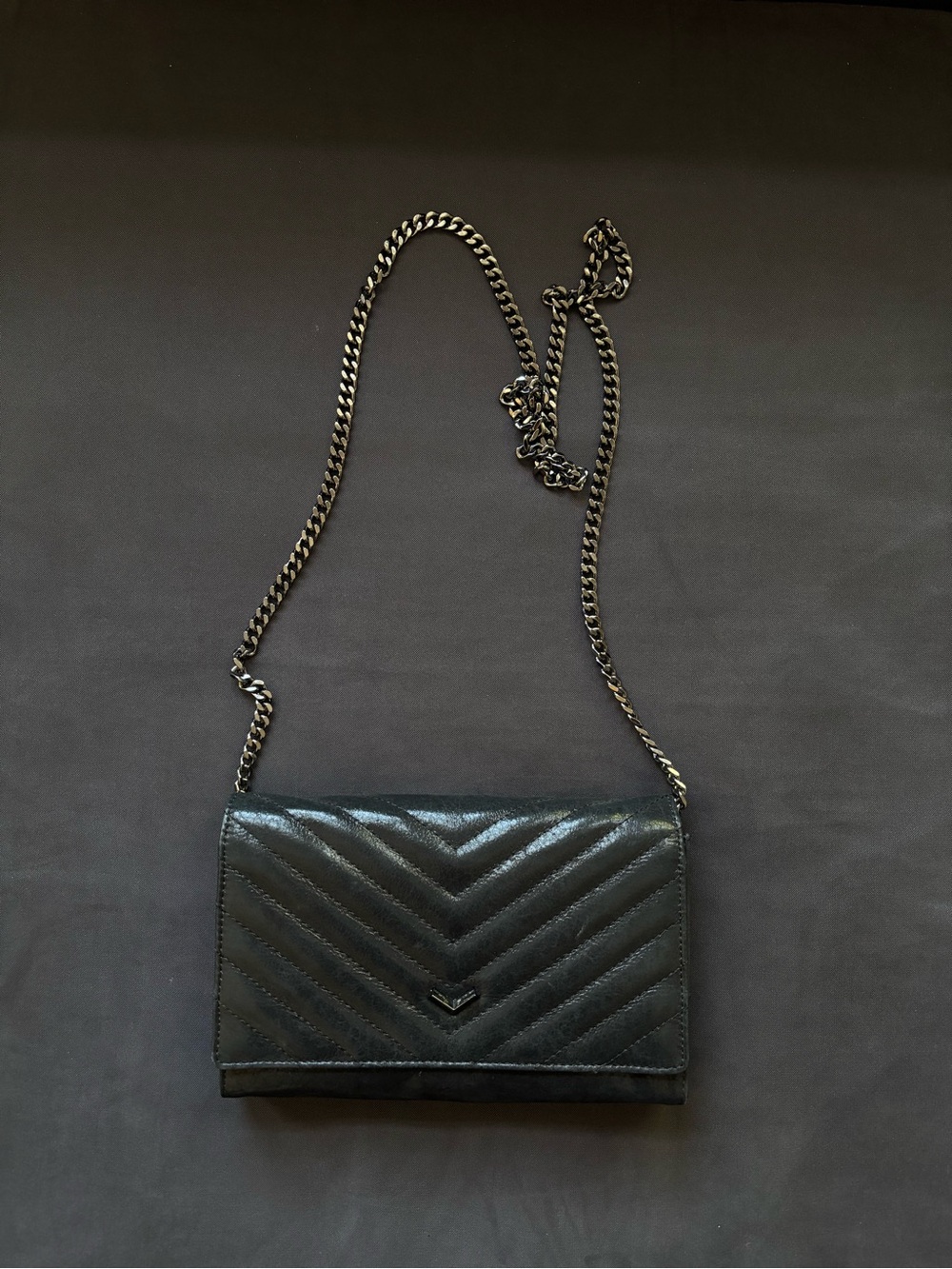 Black Quilted Vegan Leather Chain Shoulder Bag